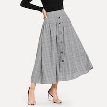 Shein Wide Waist Button Up Plaid Skirt