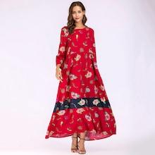 Shein Floral Print Longline Flare Dress