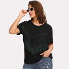 Shein Plus Layered Chevron Fringe Detail T-shirt
