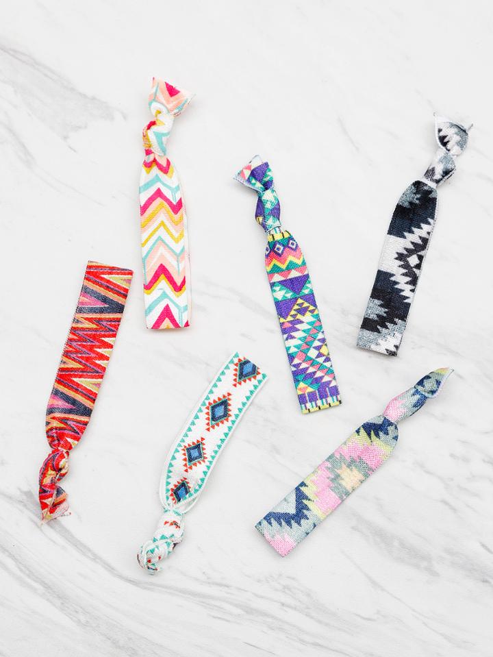 Shein Geometric Print Knot Hair Tie Set