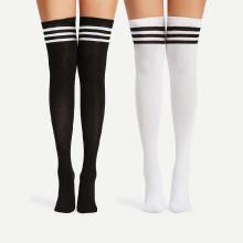 Shein Striped Over The Knee Socks 2pairs
