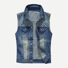 Shein Men Contrast Denim Vest