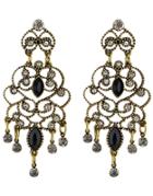 Shein Gold Hollow Gemstone Tassel Earrings