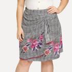 Shein Plus Mixed Print Twist Detail Wrap Skirt