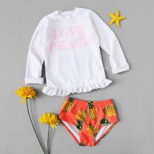 Shein Girls Ruffle Hem Two Piece Swimwear