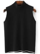 Shein Black Mock Neck Contrast Trim Sweater Vest