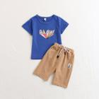 Shein Boys Letters Printed Tee With Shorts