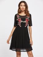 Shein Flower Embroidery Patch 2 In 1 Dress