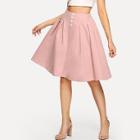 Shein Single Breasted Pleated Skirt