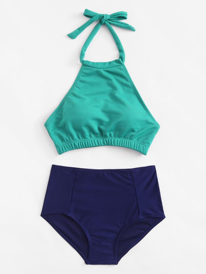 Shein High Neck Backless Bikini Set
