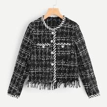 Shein Raw Hem Tweed Coat