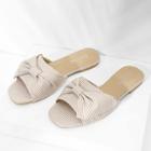 Shein Bow Decor Striped Flat Slippers