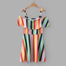 Shein Multi-stripe Ruffle Layer Dress