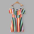 Shein Multi-stripe Ruffle Layer Dress