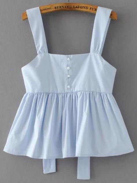 Shein Open Back Peplum Top With Pearls Embellished