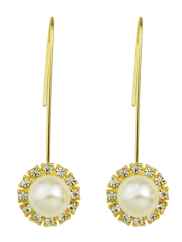 Shein Simple Model Gold Color Imitation Pearl Earrings