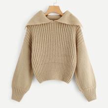Shein Chunky Knit Jumper With Exaggerated Collar