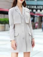 Shein Apricot V Neck Short Jacket Two-piece Dress