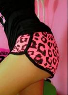 Rosewe Pink Leopard Print Black Edged Beach Shorts