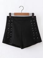 Shein Lace Up Grommet Loose Shorts