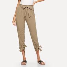 Shein Knot Hem Belted Pants