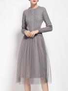 Shein Grey Knit Gauze Combo Dress