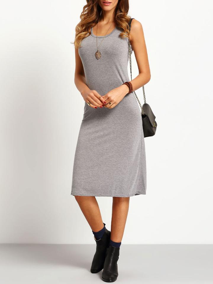 Shein Grey Sleeveless Slim Tank Dress