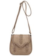 Shein Braided Laser-cut Flap Saddle Bag - Camel