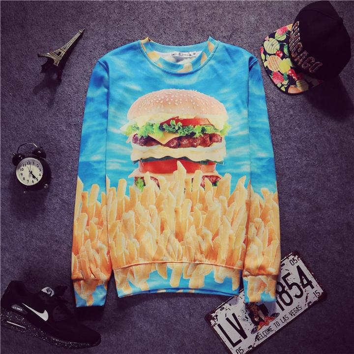 Shein 3d Printing Hamburger Fries Cashmere Sweatshirts