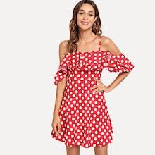 Shein Layered Ruffle Polka Dot Cami Dress