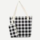 Shein Gingham Tote Bag With Clutch