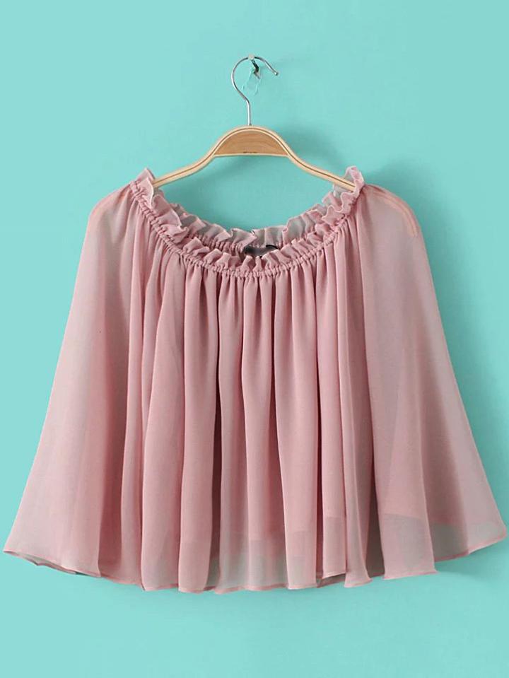 Shein Pink Off The Shoulder Bell Sleeve Blouse