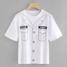 Shein Shirt Print Short Sleeve Tee