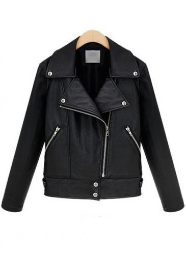 Rosewe Gothic Side Zip Closure Black Pu Short Jackets