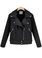 Rosewe Gothic Side Zip Closure Black Pu Short Jackets