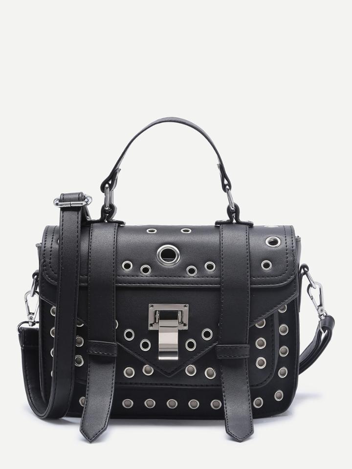 Shein Grommet Design Satchel Bag With Adjustable Strap