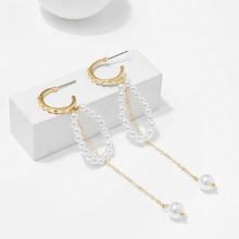 Shein Faux Pearl Ring Decorated Drop Earrings