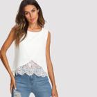 Shein Lace Insert Wrap Front Top
