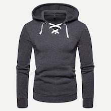 Shein Men Lace Up Hooded Sweatshirt