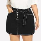 Shein Plus Pocket Patched Buttoned Skirt