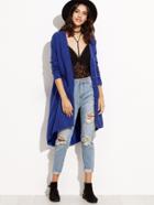 Shein Blue Buttons Long Sleeve Long Sweater
