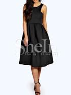 Shein Black Sleeveless Ruffle Dress