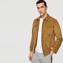 Shein Men Button Up Flap Pocket Corduroy Coat