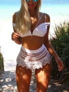 Shein White Push Up Lace Bikini Set