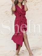 Shein Red Sleeveless Tie-waist Pockets Dress