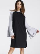 Shein Two Tone Tiered Seam Fluted Sleeve Dress
