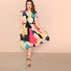 Shein Plus Contrast Waist Color Block Dress