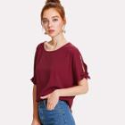 Shein Split Sleeve Knotted Blouse