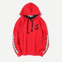 Shein Men Tape Detail Letter Print Hooded Sweatshirt