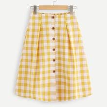 Shein Plus Plaid Single Breasted Skirt